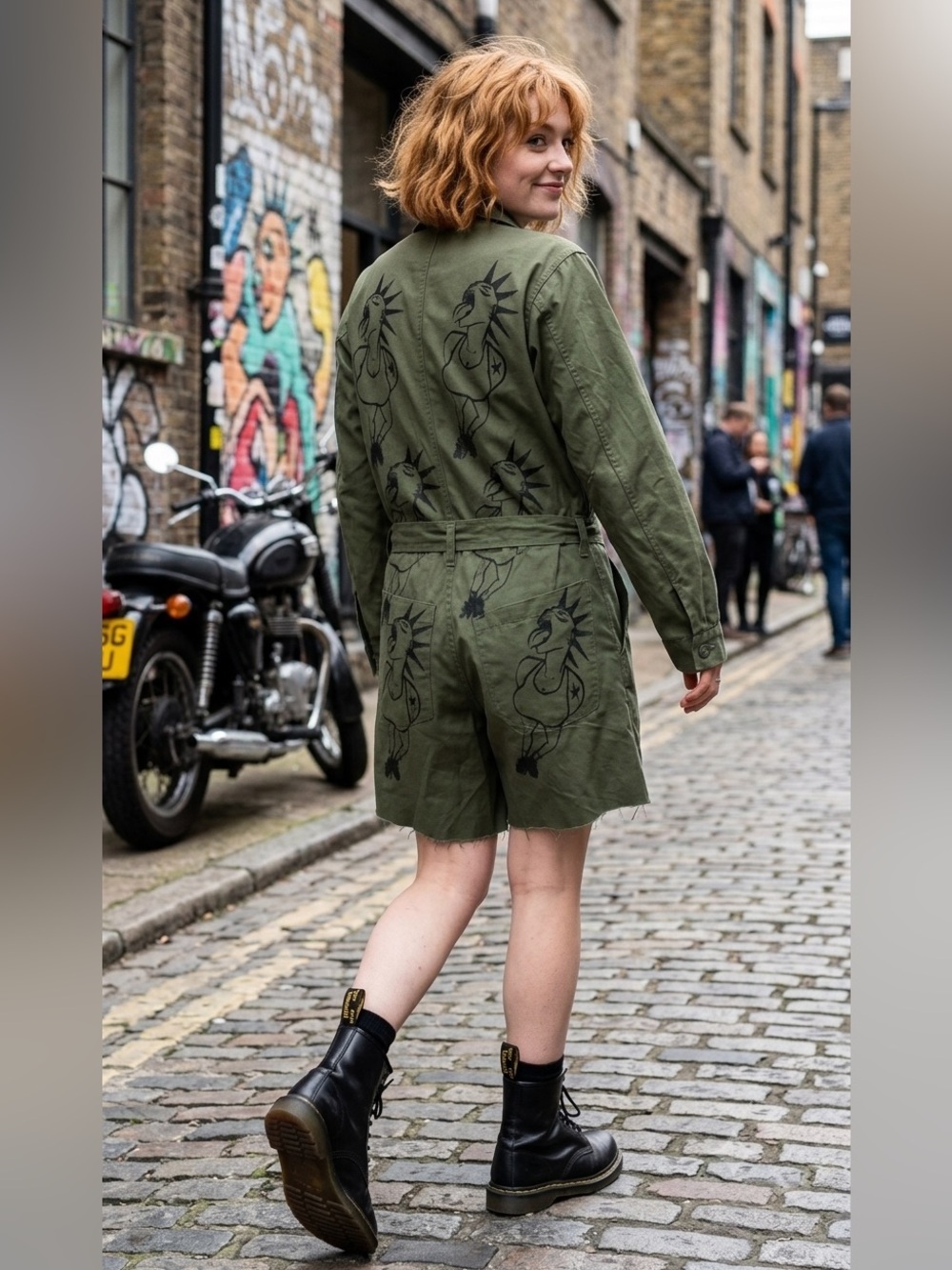 Olive Green Women's Utility Romper shorts Jumpsuit